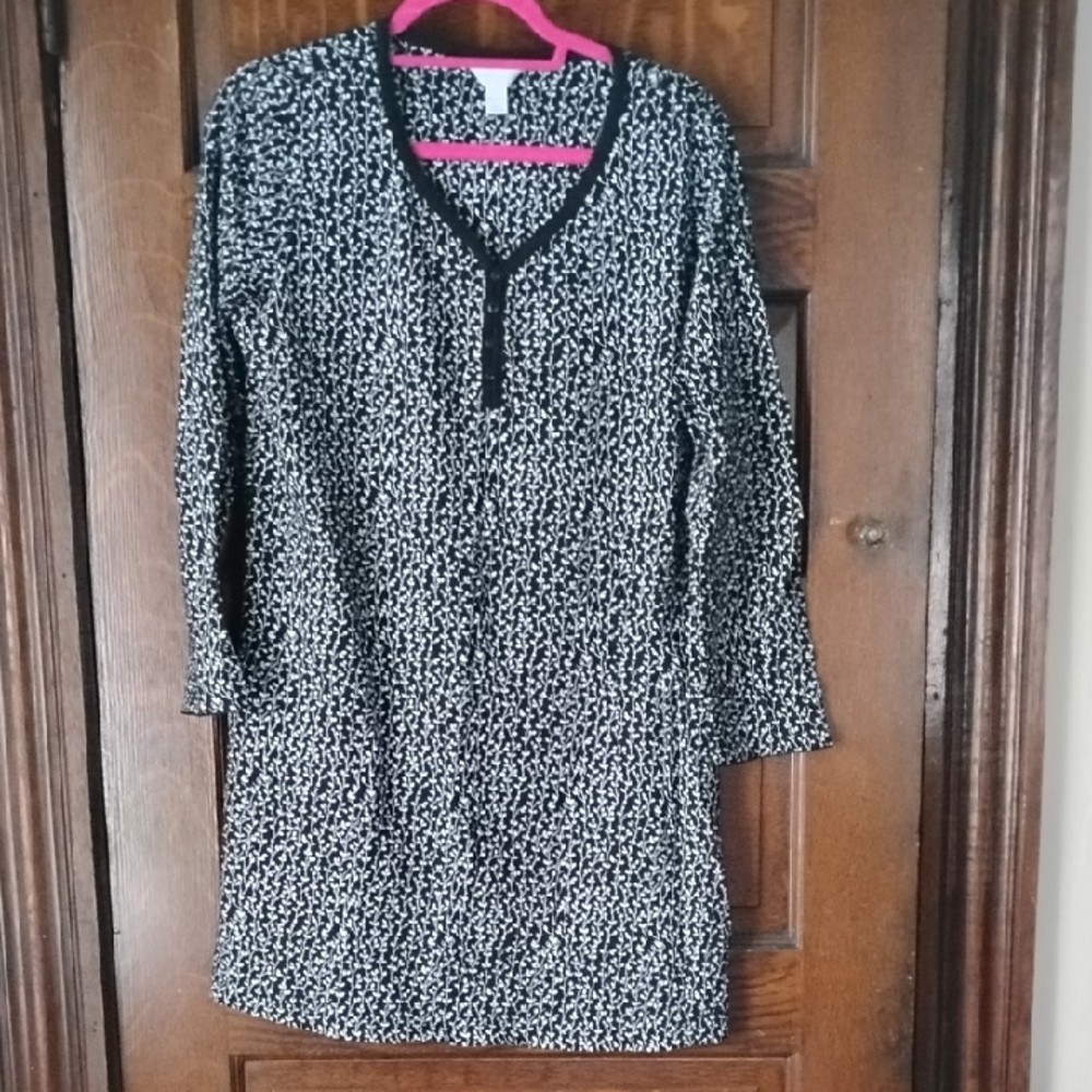 Charter Club Nightgown Black and White Long Sleeve